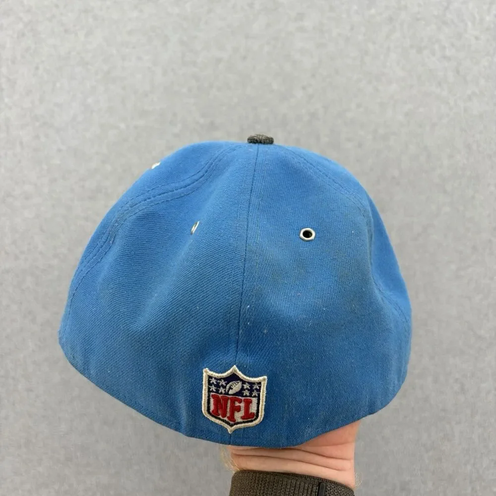 Detroit Lions New Era 59FIFTY Fitted Hat 7 1/2 Blue Gray NFL Metal Logo Cap
